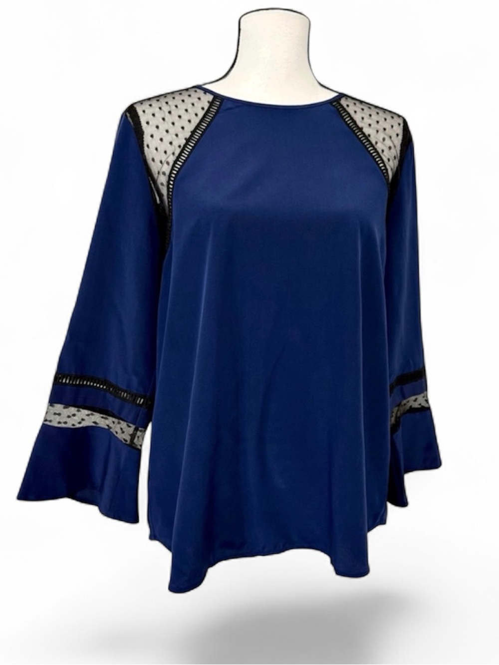 J.Crew 100% Silk Flutter Sleeve Top, Swiss Dot Lacey Blouse